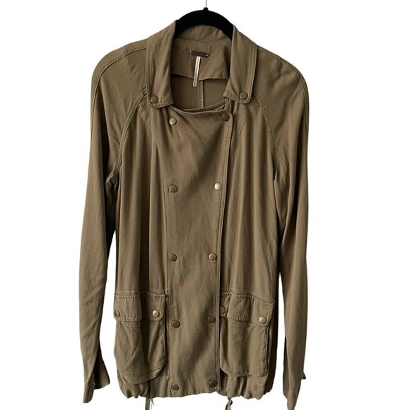 Temperance Button Front Collared Outdoor Casual Utility Jacket Olive Green XS - Picture 1 of 9